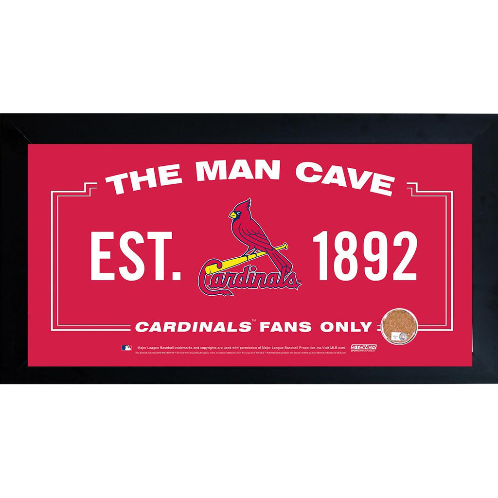 St. Louis Cardinals Man Cave Framed 10x20 Sign w Authentic Game-Used Dirt (MLB Auth)