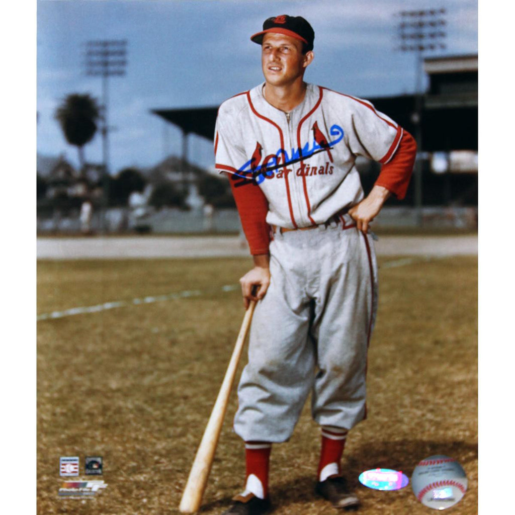 Stan Musial Signed Leaning on Bat 16x20 Photo