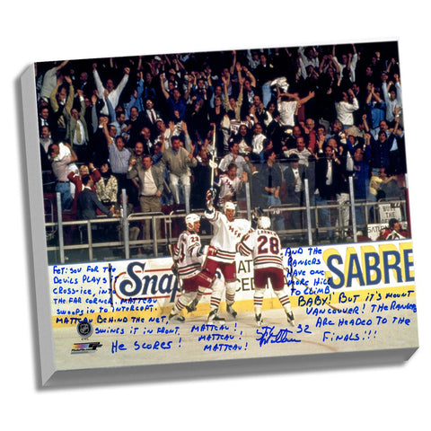 Stephane Matteau Facsimile 94 Game 7 Gw Goal Commentary Stretched 16x20 Story Canvas