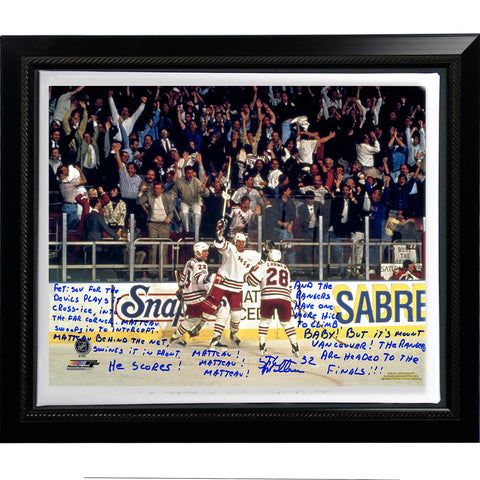 Stephane Matteau Facsimile 94 Game 7 Gw Goal Commentary Stretched Framed 22x26 Story Canvas