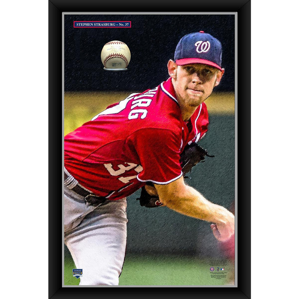 Stephen Strasburg 20x32 Baseball Holder Display w Game-Used Baseball (baseball is removable)