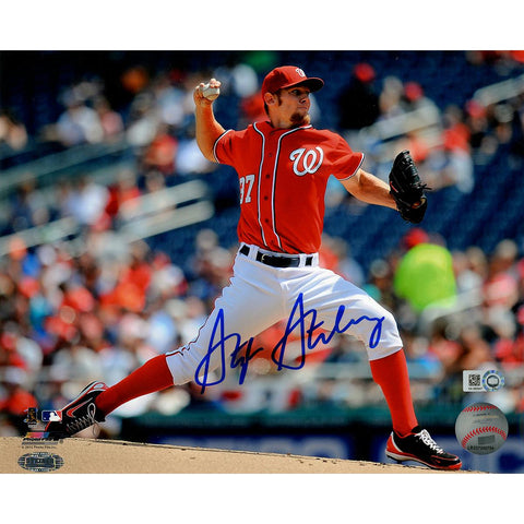 Stephen Strasburg Signed Horizontal Pitching 8x10 Photo (MLB Auth)