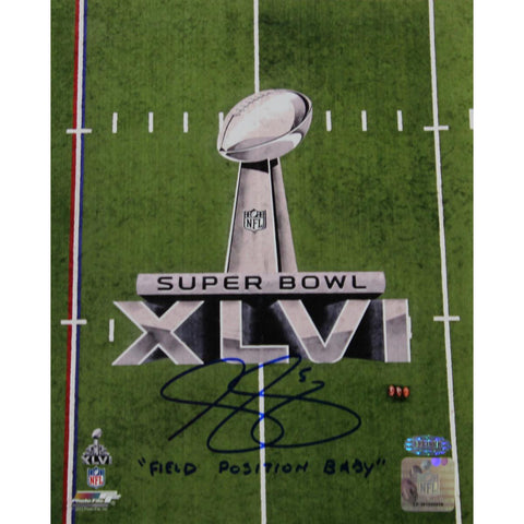 Steve Weatherford SB XLVI Logo Vertical 8x10 Photo w Field Position Baby Insc.