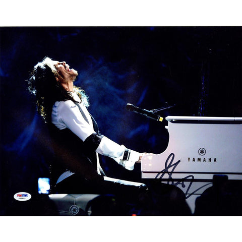 Steven Tyler Signed Playing White Piano 11x14 Photo (PSADNA)