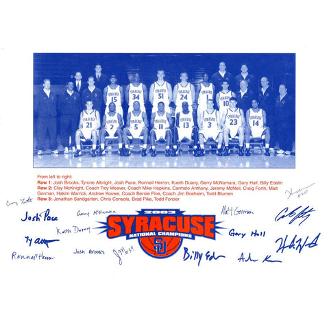 Syracuse Basketball 2003 National Champions 11x16 Photo