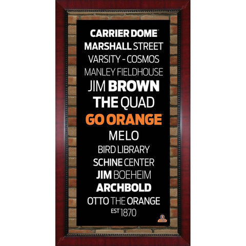 Syracuse University Subway Sign Framed 16x32 Photo (Brick Background)