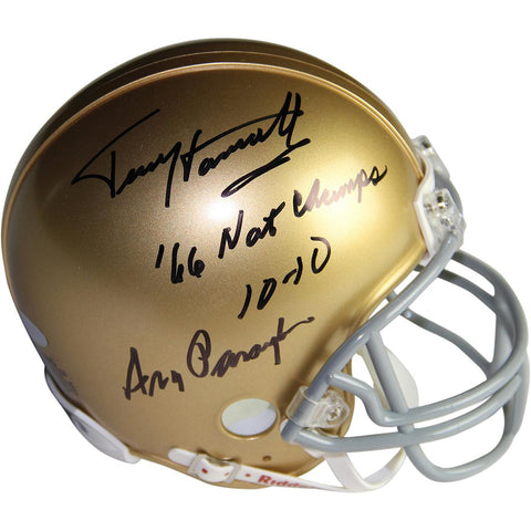 Terry HanrattyAra Parseghian Dual Signed Notre Dame Mini Helmet w 66 Natl Champs 10-10 Insc. by Terry Hanratty