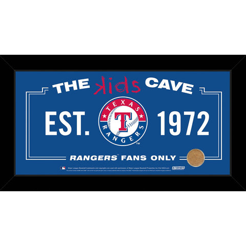 Texas Rangers 10x20 Kids Cave Sign w Game Used Dirt from Rangers Ballpark in Arlington