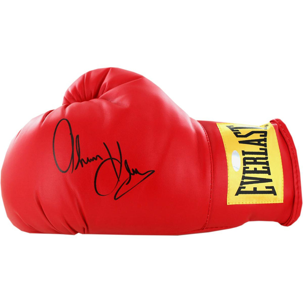 Thomas Hearns Signed Red Boxing Glove (Yellow Everlast Patch)