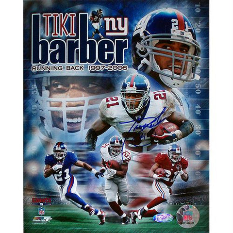 Tiki Barber Legends Collage Signed 8x10 Photo