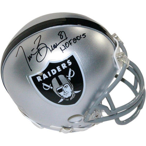 Tim Brown Signed Oakland Raiders Mini Helmet w HOF 2015 Insc.