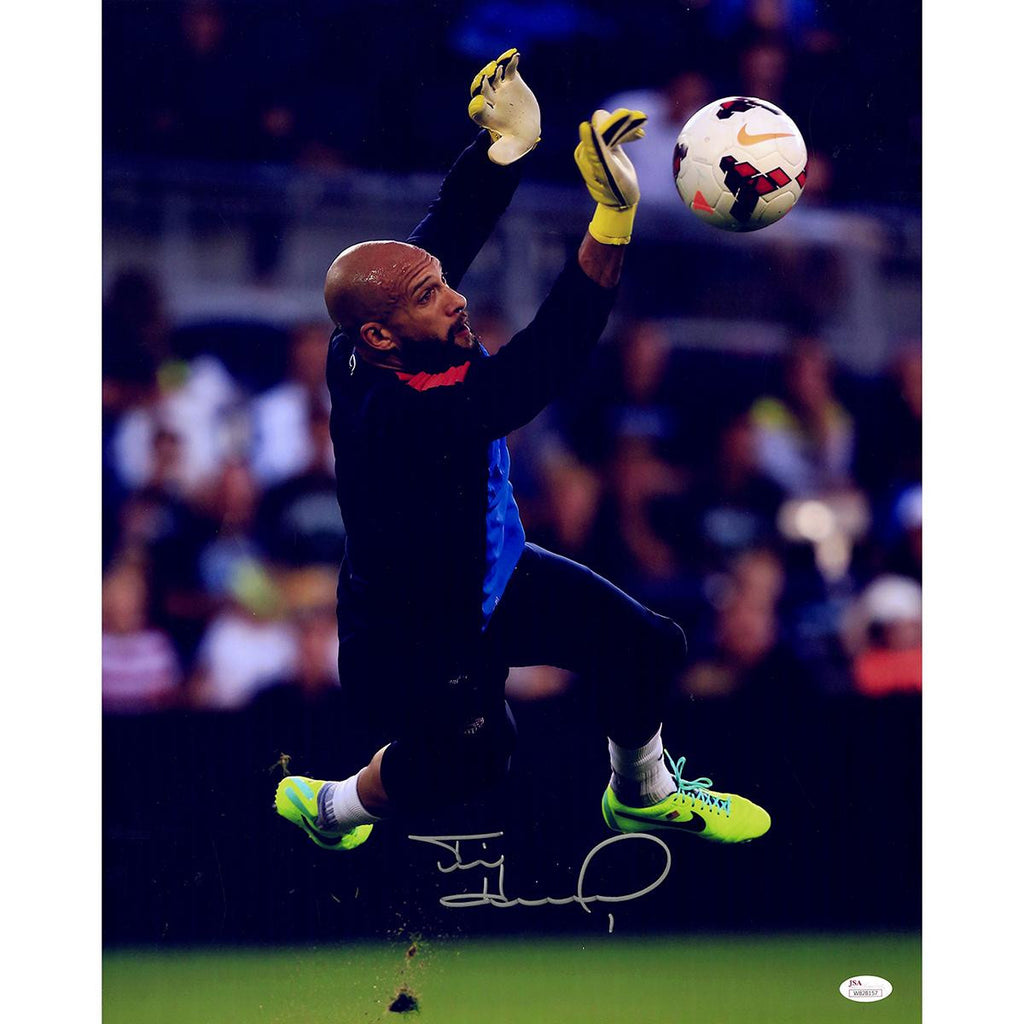 Tim Howard Signed Dive Saving Ball Vertical 16x20 Photo (JSA)