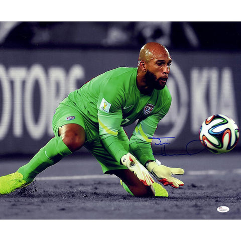 Tim Howard Signed USA Green JerseyeSave Horizontal 16x20 Photo (JSA)