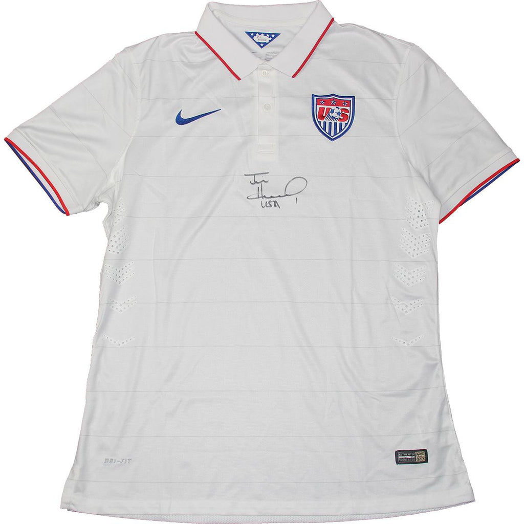 Tim Howard Signed USA White Collar USNT Jersey W USA Insc. (JSA Auth)