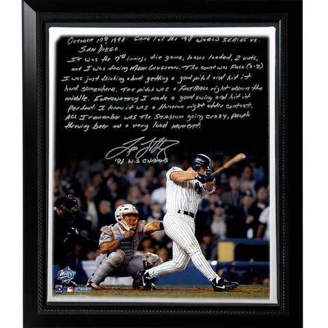 Tino Martinez Facsimile 98 WS Grand Slam Stretched Framed 22x26 Story Canvas