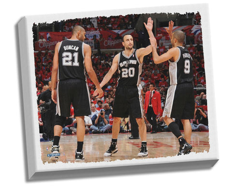 Tony Parker San Antonio Spurs Big Three High Five Stretched 22x26 Canvas