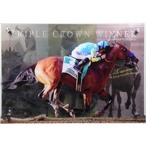 Victor Espinoza Signed Triple Crown 28x20 3D Diebond Art w 2015 Triple Crown Insc. (LE5)