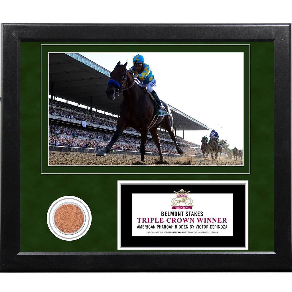 Victor Espinoza Winning 2015 Belmont Stakes 11x14 Framed Collage w Dirt