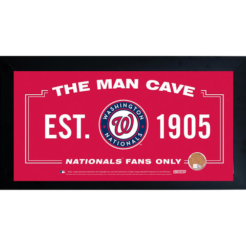 Washington Nationals Man Cave Framed 10x20 Sign w Authentic Game-Used Dirt Capsule (MLB Auth)