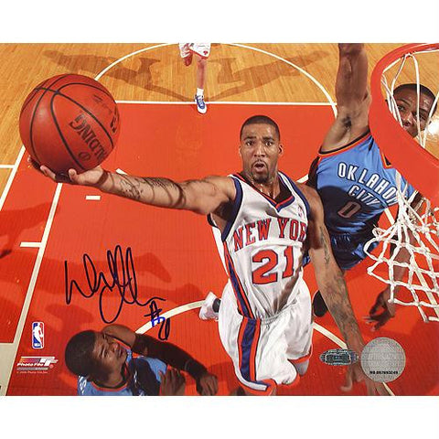 Wilson Chandler Backboard Cam Lay Up vs Thunder 16x20 Photo (Signed in Blue)