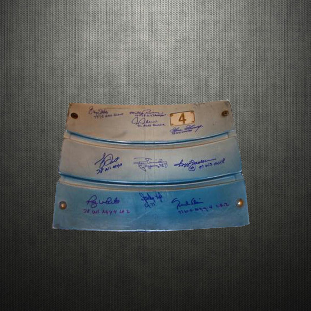 Yankees 1977-78 Team Multi Signed Authentic Seatback from Yankee Stadium w Insc. (Closed Slats)