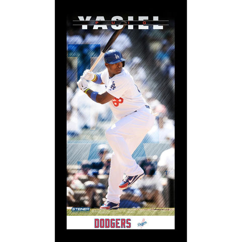 Yasiel Puig Los Angeles Dodgers Player Profile Wall Art 9.5x19 Framed Photo