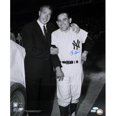 Yogi Berra Signed 16x20 Standing With Joe Dimaggio BW Photo (MLB Auth)