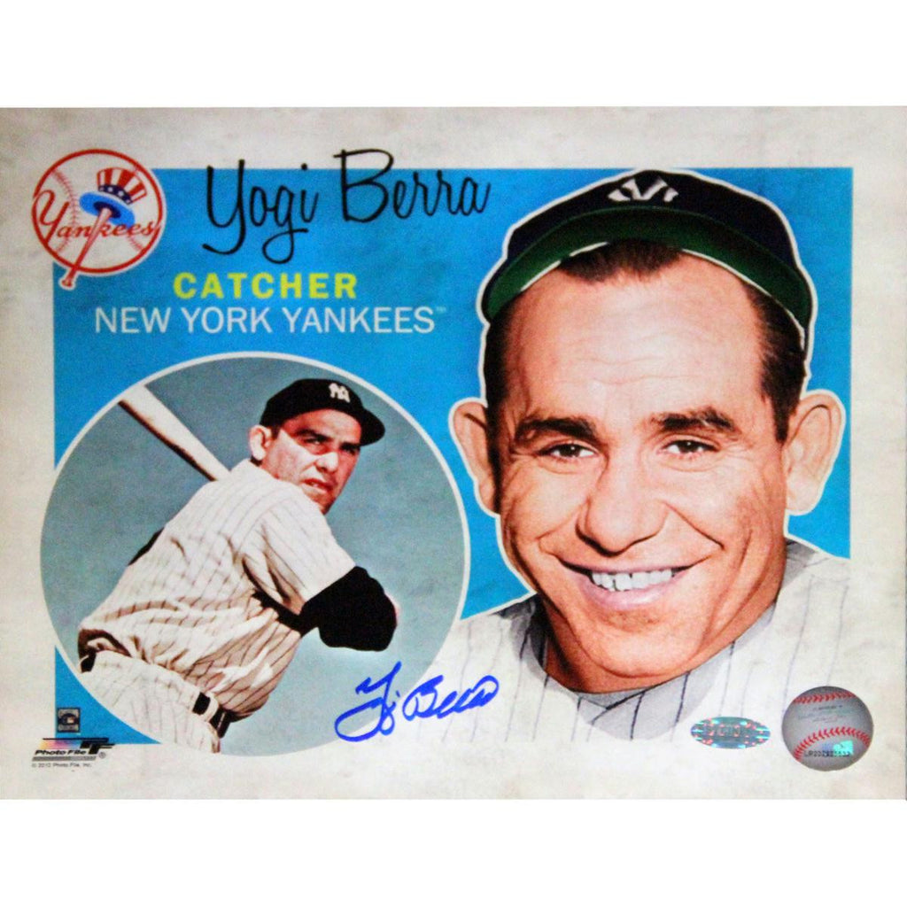 Yogi Berra Signed Yankees Catcher Collage 8x10 Photo